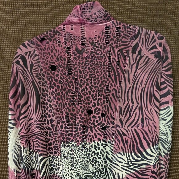 Picadilly Womans Size XL Purple White Animal Print Embellished Shrug B bbmiscand - Picture 2 of 6
